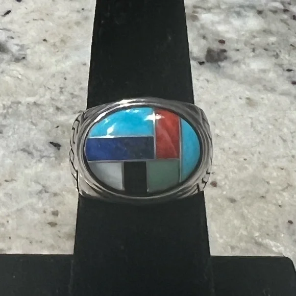 CAROLYN POLLACK sterling inlay ring - Picture 3 of 8